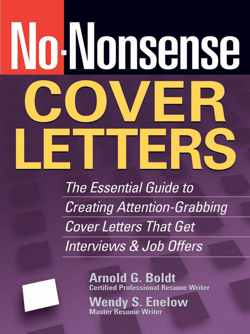 Title details for No-Nonsense Cover Letters by Arnold G. Boldt - Available